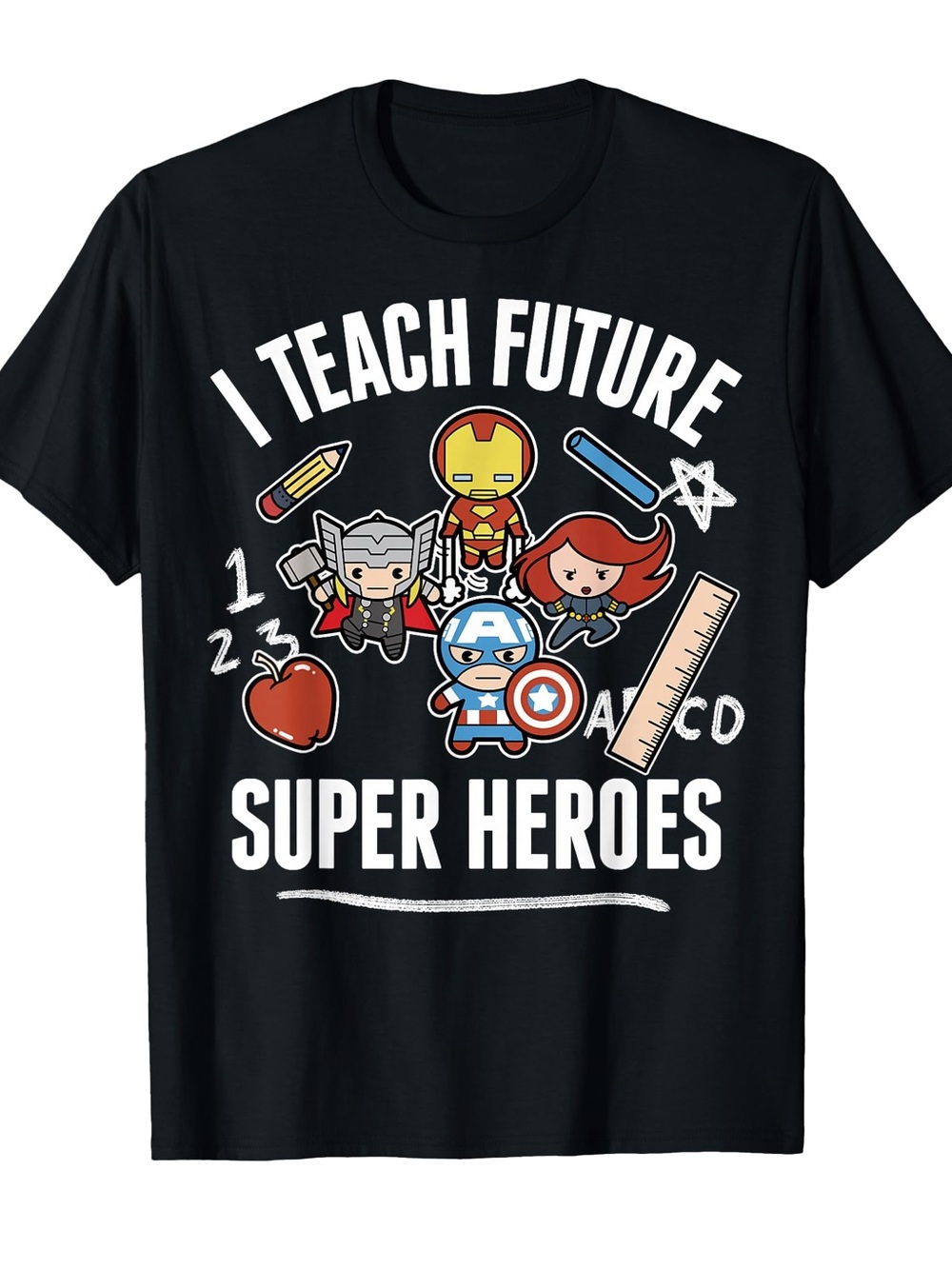 Marvel Black "I Teach Future Super Heroes" Short Sleeve Tee